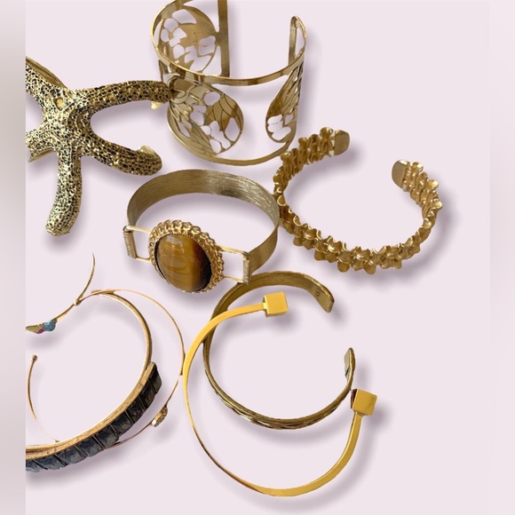 Gold Bracelets Vintage Cuffs Jewelry Lot - Picture 3 of 10